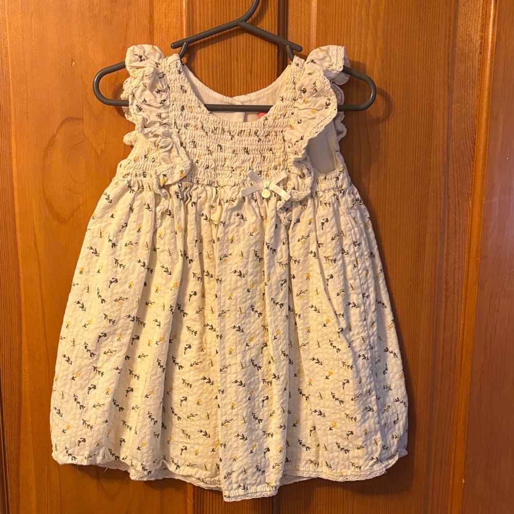 Charming Cream Kids Dress with Floral Pattern
